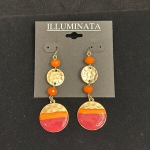 Illuminata Round Drop Earrings Hammered Gold Tone